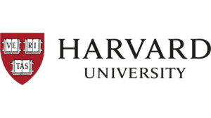 Logo de Harvard sobre fondo transparente. Las letras son en negro y el escudo es en rojo con 3 libros que contienen las sílabas VE RI TAS