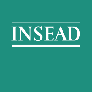 INSEAD logo. Green background with letters in white