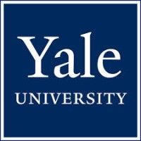 Yale Univerisity logo. Navy background with letters in white